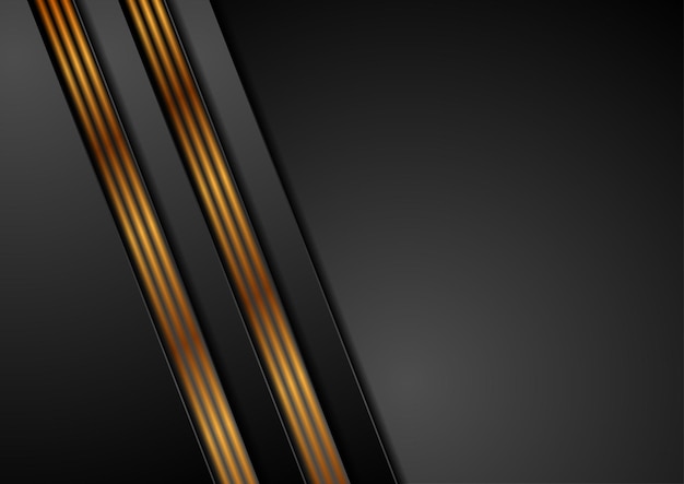 Black abstract corporate background with bronze lines