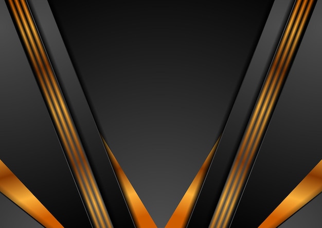 Black abstract corporate background with bronze stripes