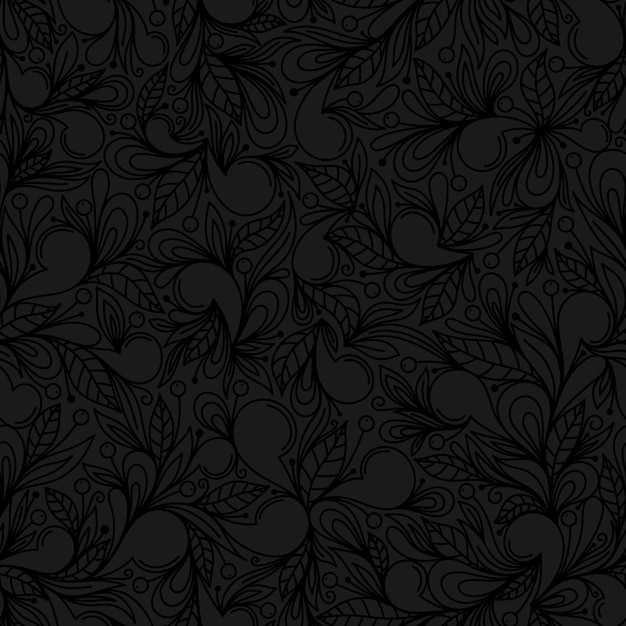 BLACK ABSTRACT FLORAL VECTOR BACKGROUND