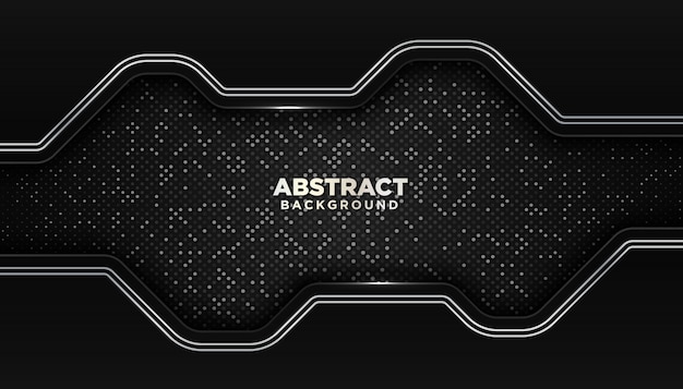 光るドット要素装飾と黒の抽象的な幾何学的な背景