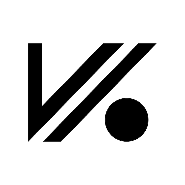 Black Abstract Letter V Icon with a Circle on a White Background