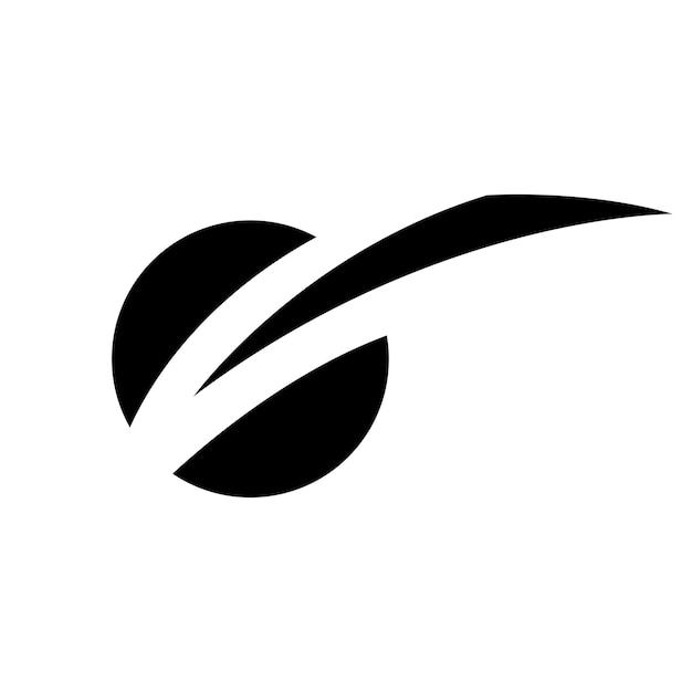 Black abstract slash split circle icon su sfondo bianco