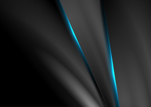 Black abstract smooth background with neon line