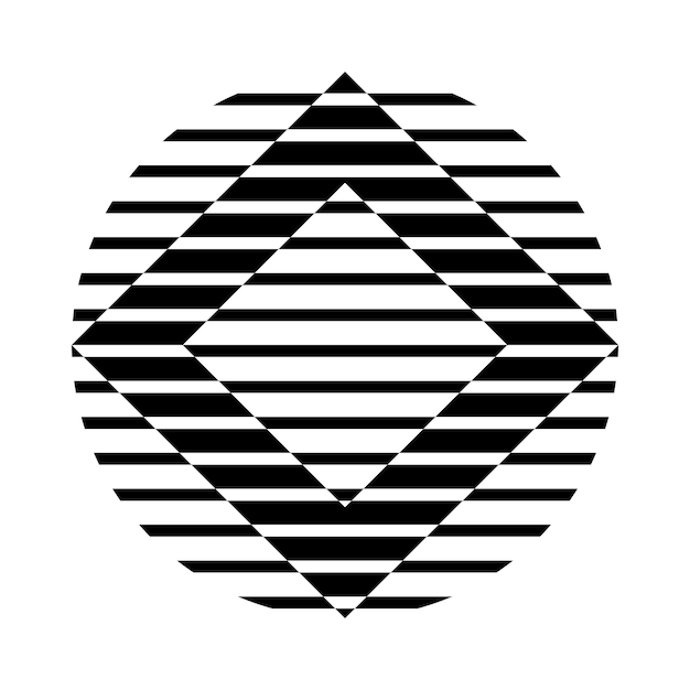 ベクトル 白い背景の黒い抽象的なストライプダイヤモンドの正方形の円形のアイコン