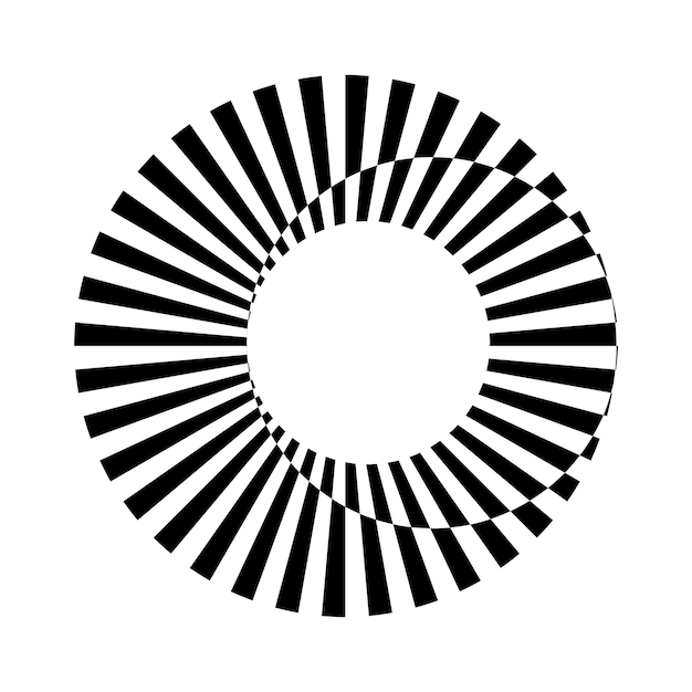 Black Abstract Striped Icon with Overlapping Circles on a White Background