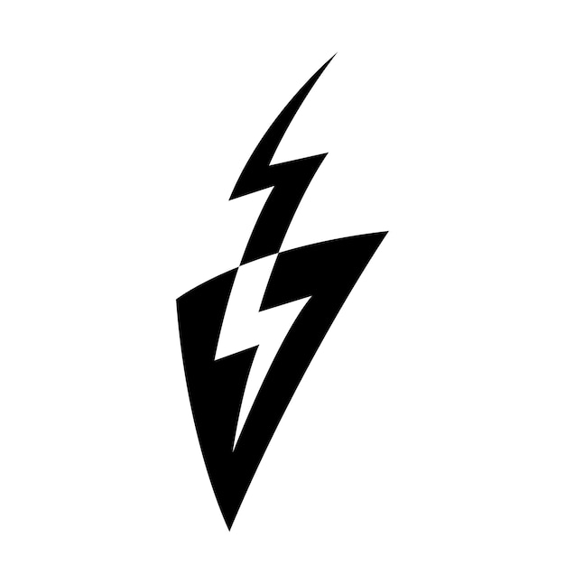 Black Abstract Thunder Icon with a Triangle on a White Background