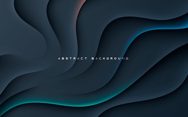 Vector black abstract wavy dimension background with color light