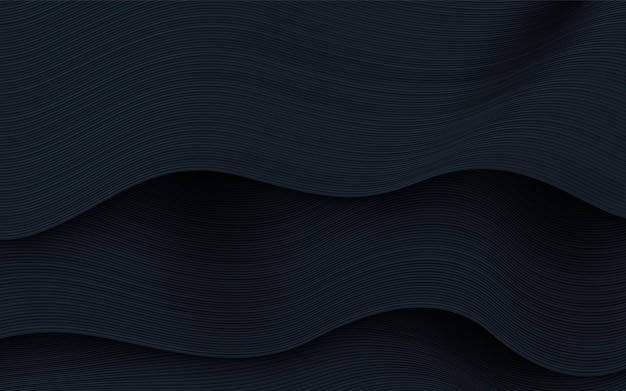 Black abstract wavy lines background dynamic textured layers