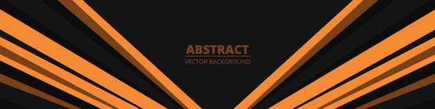 Vector black abstract wide banner with light brown lines