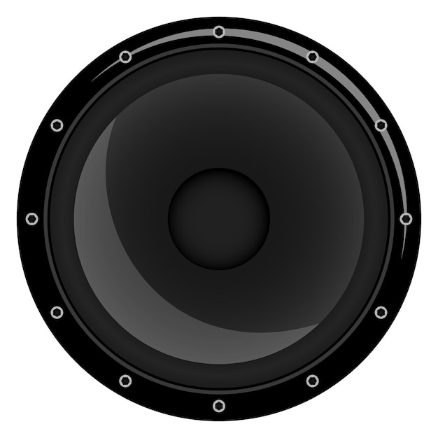 Black acoustic speaker on a white background