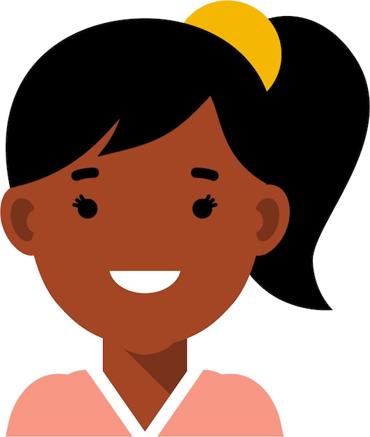 Black African American Girl Avatar Face Icon in Flat Style