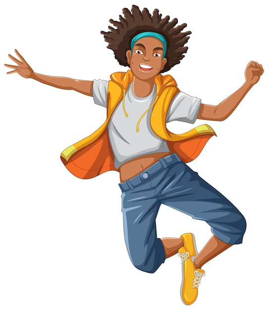 Black African American Man Cartoon Character with Afro Hair