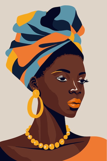 Black african American woman with curly hair wall art matisse style