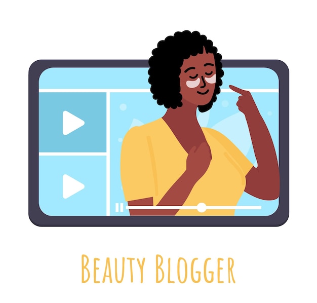 Blogger di bellezza africano nero che mostra tutorial di trucco di tendenza