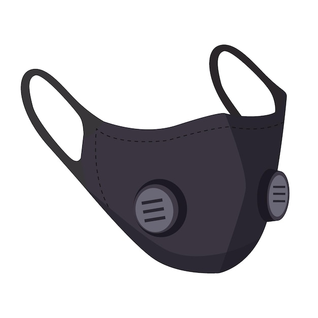 Black air pollution face mask man or woman medical mask vector