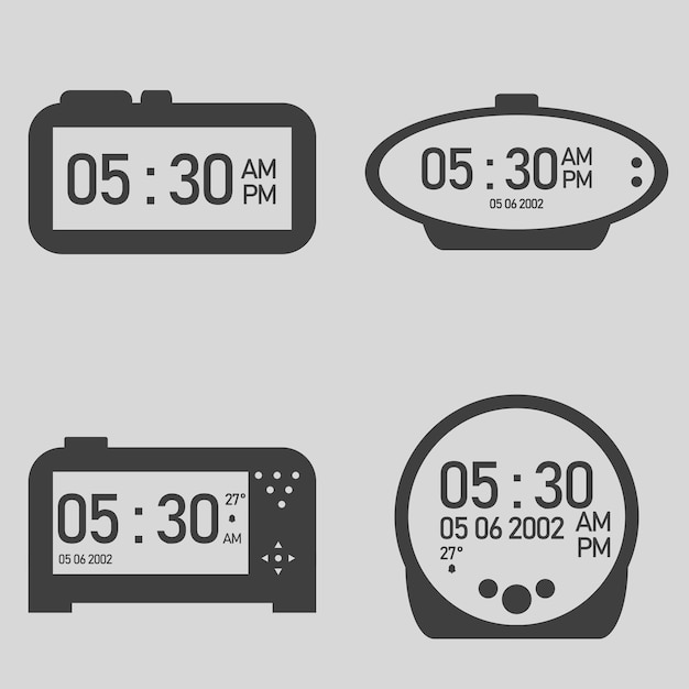 Black alarm clock digital vector