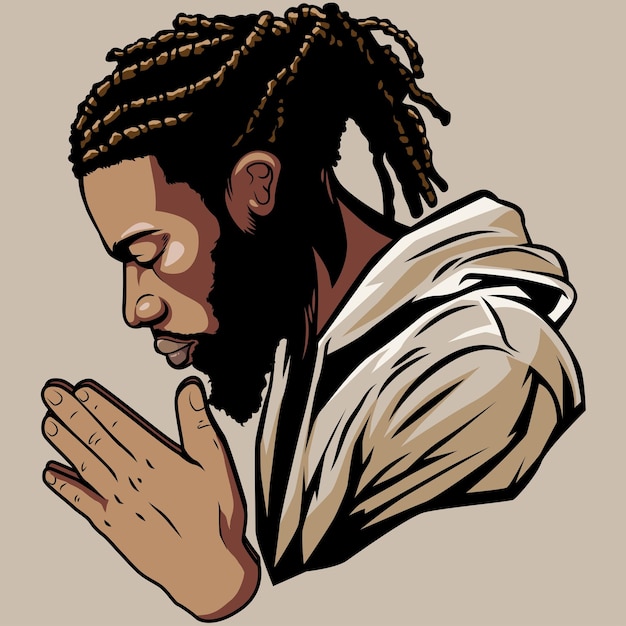 Vector black american man praying