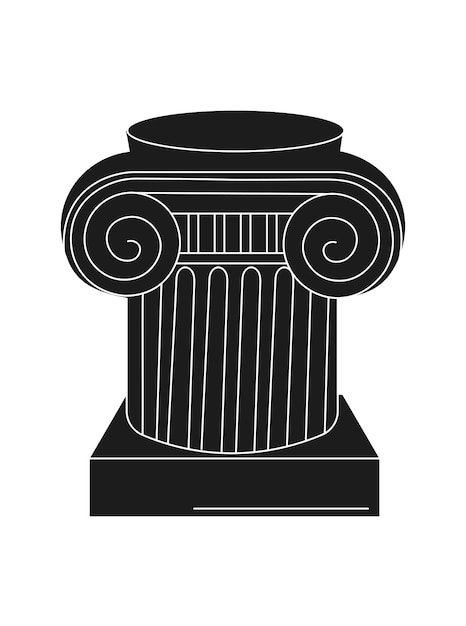 Vector black ancient column pillar greek antique ancient sculpture vector illustration modern drawing