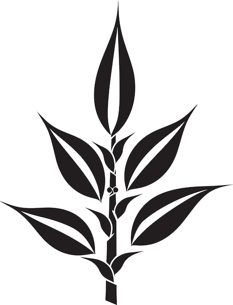 ブラック・アンド・ボールド・アイコニック・バンブー・プラント・ベクトル ブラック・バンブー・ロゴの自然美