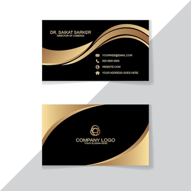 Черный и золотой цвет градиента современный роскошный дизайн визитной карточки