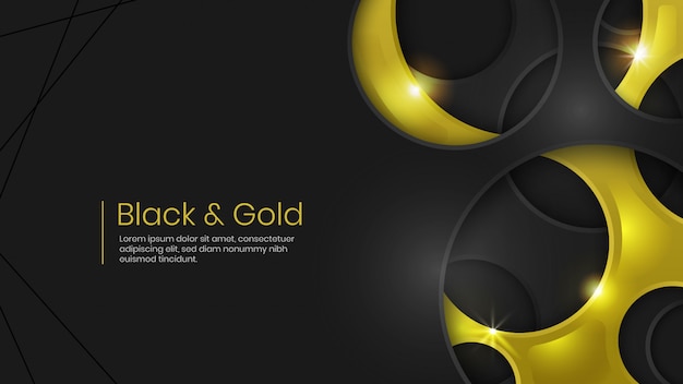 Черный и золотой дырявый абстрактный фон