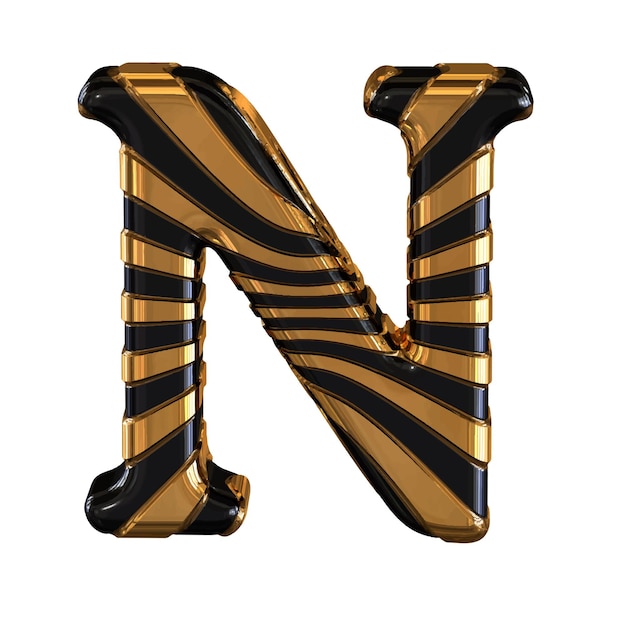 Вектор Черно-золотой символ с ремешками буква n