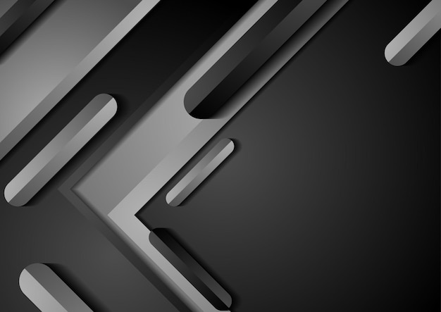 벡터 검은색과 회색 추상 기술 기업 배경 벡터 기하학적 디자인