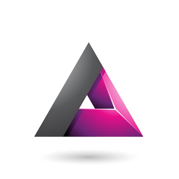Вектор Черный и пурпурный 3d треугольник с иллюстрацией вектора отверстия