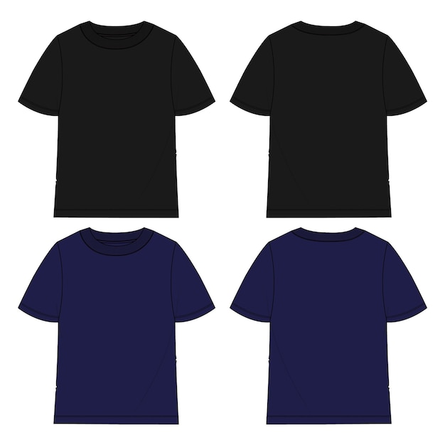 ベクトル 黒とネイビー色のtシャツトップのベクトルイラストテンプレート