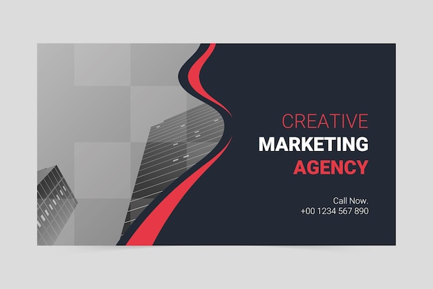 Черно-красный шаблон обложки современного маркетингового агентства