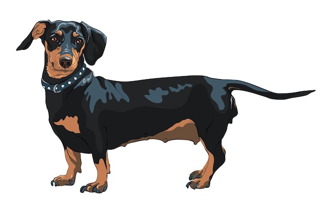 Черно-подпалая гладкошерстная миниатюрная собака породы такса