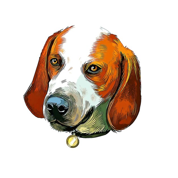 Vector black and tan virginia foxhound hondenras aquarel schets hand getekende verf illustratie