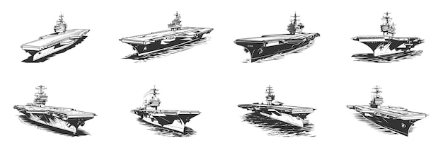 Черно-белый авианосец. векторная иллюстрация
