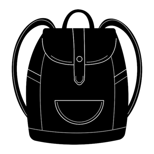 Вектор Черно-белая векторная иллюстрация школьной сумки и дорожного рюкзака