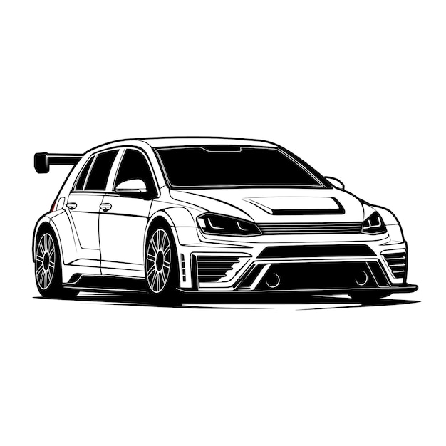 ベクトル 概念設計のための黒と白の車のイラスト