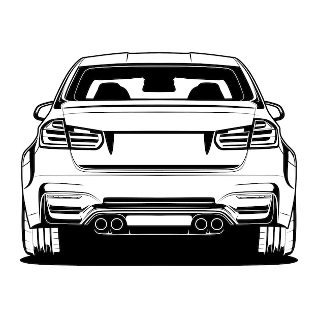 黒と白の車のイラスト