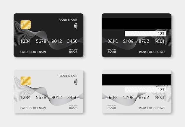 黒と白のクレジットカードベクトルモックアップデザインベクトルeps10