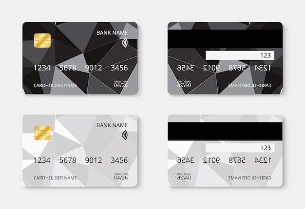 Вектор Черно-белый векторный макет кредитной карты полигональный дизайн vector eps 10