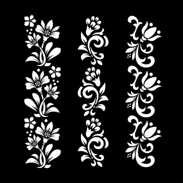 검은 색과 흰색 꽃 디자인
