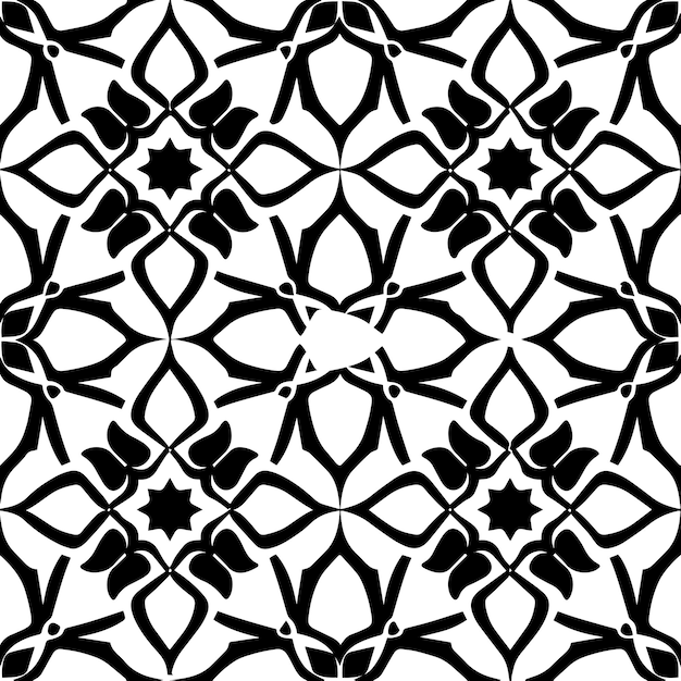 黒と白の幾何学的テッセレーション シームレスリピートパターンベクトル