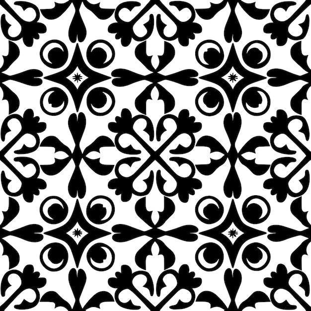 ベクトル 黒と白の幾何学的テッセレーション シームレスリピートパターンベクトル