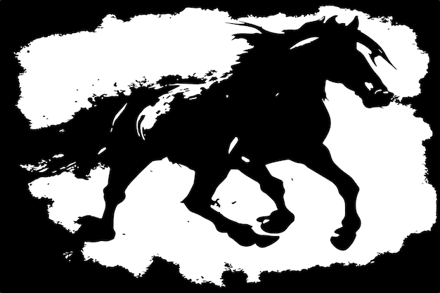 ベクトル 馬の黒と白の汚れたテクスチャ