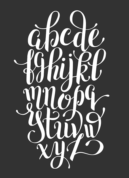 Вектор Черно-белые руки надписи алфавит дизайн, рукописный кисть сценарий современной каллиграфии курсивный шрифт векторные иллюстрации
