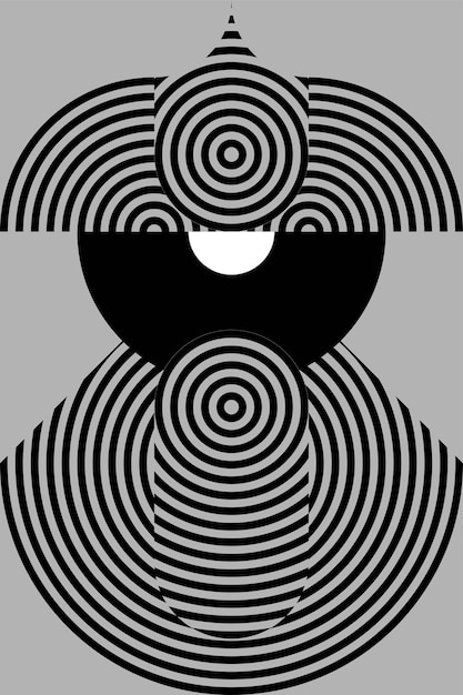 원형 기하학적 패턴 터와 함께 로 얼굴의 흑백 일러스트레이션