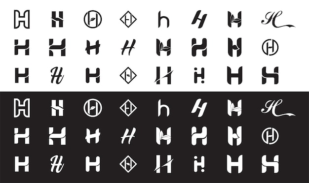 ベクトル 黒と白の文字 h ロゴ コレクション