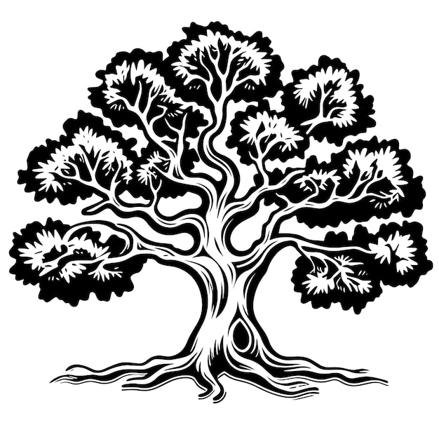 Вектор Черно-белый вектор дерева логотипа