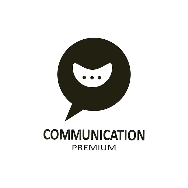 Вектор Черно-белый логотип со значком чата и словом premium