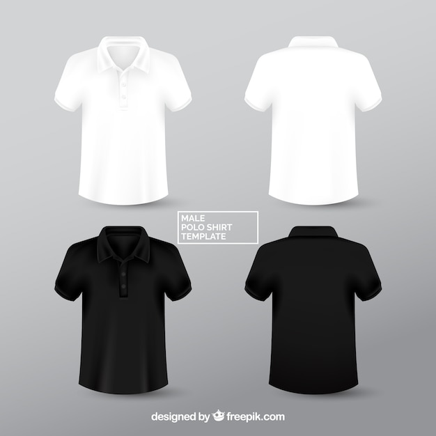 Вектор Черно-белая рубашка-поло для мужчин templante
