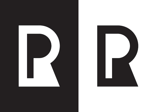 Вектор Черно-белая монограмма r и p логотип