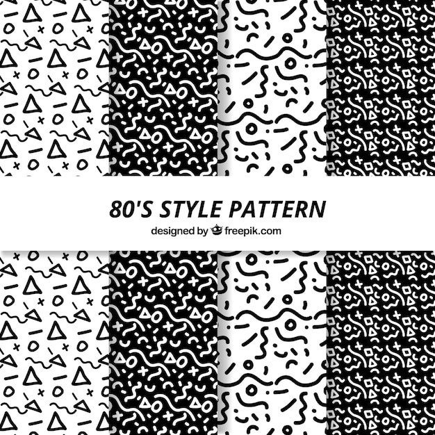 80年代のスタイルで黒と白のパターン